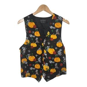 Halloween Vintage Pumpkin & Black Cat Vest OS